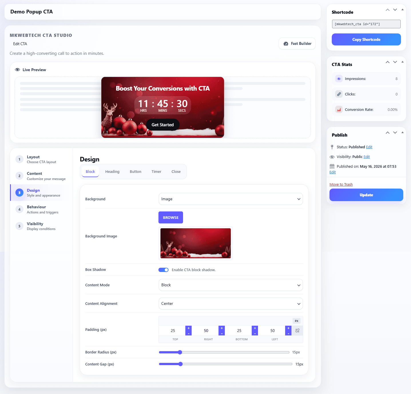 CTA analytics dashboard